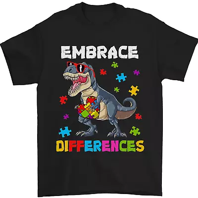 Buy Autism T-Rex Embrace Differences Autistic Mens T-Shirt 100% Cotton • 10.48£