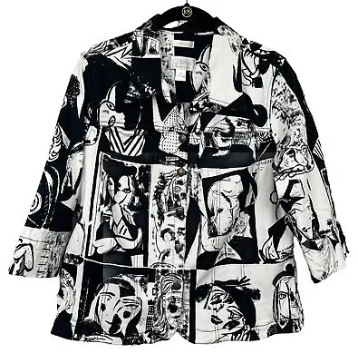 Buy CJ Banks X Cubist Picasso Print Art-to-Wear Twill Jacket Funky Size X • 38.55£