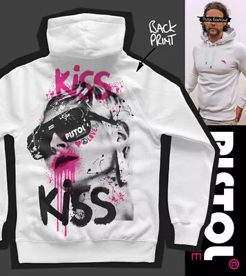Buy Pistol Boutique White SUNGLASSES GIRL KISS Men's Back Print Fashion Hoodie • 44.99£