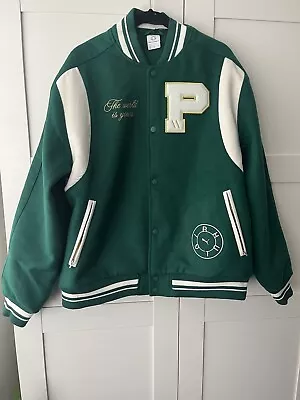 Buy Varsity Jacket Puma X Rhuigi Collab, Vintage Inspired College Letterman Green • 135£