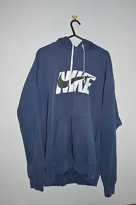 Buy NIKE Swoosh Blue Hoodie Spell Out Pullover Cotton Polyester Top Size Large • 12.74£