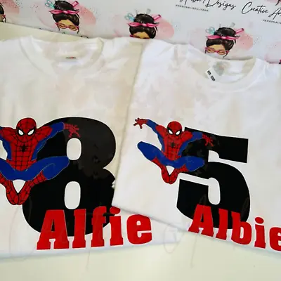 Buy Personalised Children's Spider-Man Birthday T-Shirt With Age. Marvel T-Shirt. • 10.50£