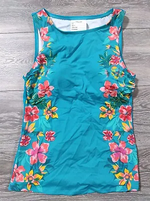 Buy Swim Top Womens Swim Shirt Size 4 Tall Blue Floral High Quality Swimwear Cute • 15.39£