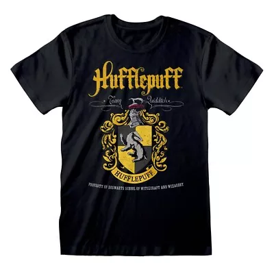 Buy Harry Potter Hufflepuff Black Crest T-Shirt • 14.99£