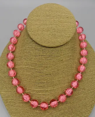 Buy Beaded Choker Necklace Vintage Translucent Rose Pink Plastic Beads 1950s Novelty • 5.79£