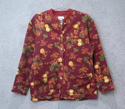 Buy Newpenny Bomber Jacket Medium Red Burgundy Floral Button Down Jersey Coat Womens • 13.99£