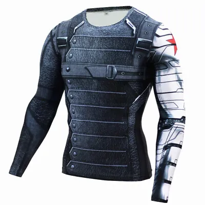 Buy Avengers Winter Soldier T-shirt Long Sleeve Outfits Costume Cosplay Halloween • 27.58£