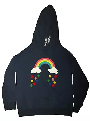 Buy Next Blue Kids Hoodie With Rainbow Motif & Pom Poms ~ Age 9 Years • 2.99£