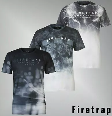 Buy Mens Firetrap Short Sleeves Crew Top Blackseal Sub T Shirt Sizes From S To XXXL • 26.54£