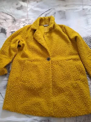 Buy Womens Nutmeg Size Uk 16 Ochre Yellow Mix Short Open Collared Teddy Jacket Coat • 4£