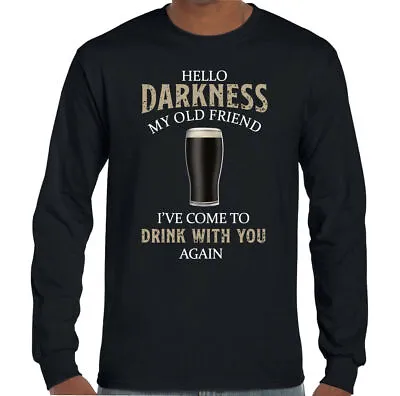 Buy GUINESS T-SHIRT Mens Hello Darkness My Old Friend Beer Alcohol Drunk BBQ Tee Top • 11.99£