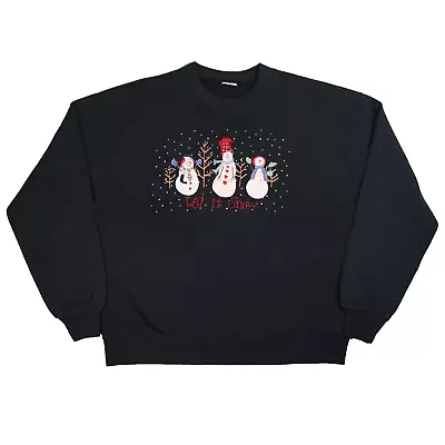 Buy Let It Snow Christmas Snowmen Scene Festive Black Women’s Sweatshirt Size Large • 15.99£