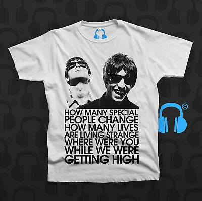 Buy Music Threads White Noel Liam Gallagher Oasis Champagne Supernova Lyrics T-shirt • 19.99£