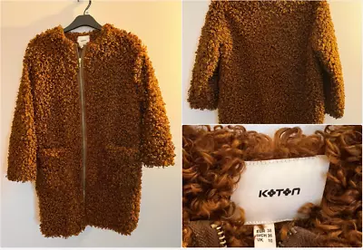 Buy Womens Teddy Bear Coat Cardigan Ladies Fleece Fur Fluffy Jacket BROWN 10/12 CUTE • 2£