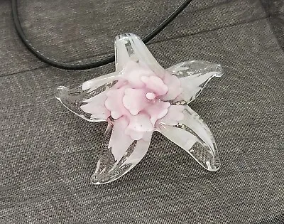Buy Starfish Necklace, Pink And Clear Glass Star Fish Pendant, Mermaid Jewellery • 13£