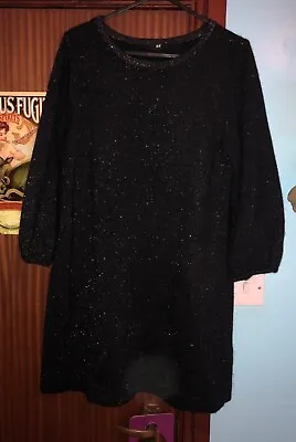 Buy H&M Ladies Black Sparkly Long  Xmas Jumper/Dress   (Size  36  Chest ) • 4£