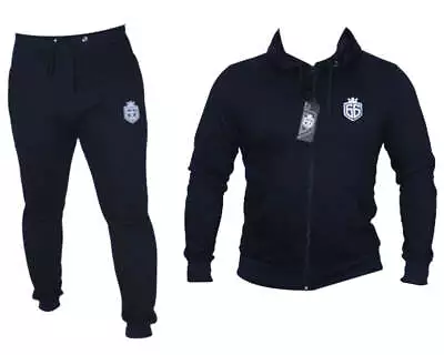 Buy Mens GymGear Hooded Fleece Tracksuits Hoodie Bottom Pant Jogsuit Blue • 21.95£