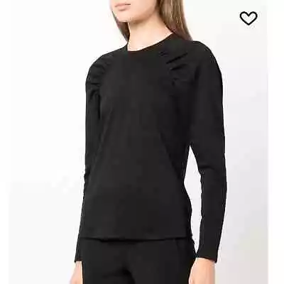 Buy THEORY Women's Black Ruched Long Sleeve Raglan T-Shirt Size L • 62.73£