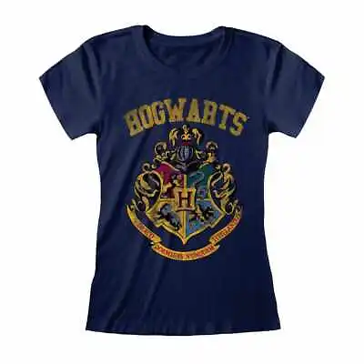 Buy Harry Potter - Hogwarts Faded Crest Fitted T-Shirt (Navy) • 15.49£