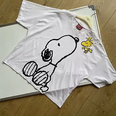 Buy Size M Cotton White Peanuts Snoopy Print T-shirt Short Sleeved Graphic Oversized • 19.49£