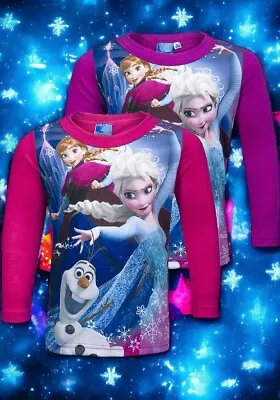 Buy Disney Frozen Girls Long Sleeve Printed T-Shirt Ages 4 To 10 Years - Brand New • 5.99£