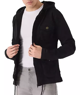 Buy Mens Denim Jacket Classic Western Multi Pocket Hooded Casual Jeans Jackets Coat • 29.99£