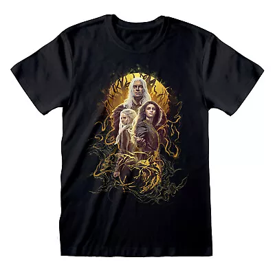 Buy Netflix The Witcher Geralt, Yennefer & Ciri Magic Collage Black T-shirt • 18.99£