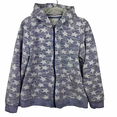 Buy Soho Threads Jacket Sherpa Hoodie Blue Stars Print Full Zip Patrotic Pockets XL • 15.87£
