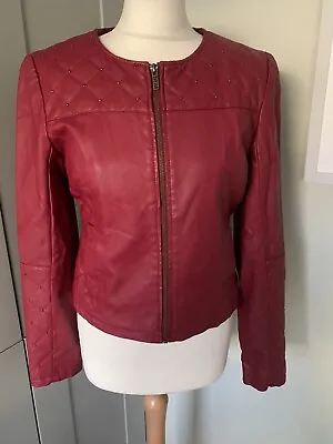 Buy Biba Red Faux Leather Jacket 10 • 28£