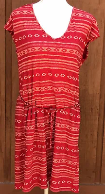 Buy Lucky Brand Dress Casual Red V-Neck  Southwest Print Pockets Size Small • 9.63£