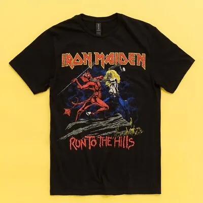 Buy Official Iron Maiden Run To The Hills Black T-Shirt : S,M,L,XL,XXL • 19.99£