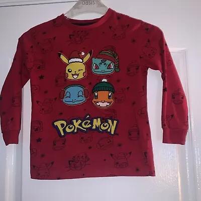 Buy BNWOT Next Red Pokemon & Pikachu Christmas Long Sleeve T-shirt/ Top Age 5 Years • 4.99£