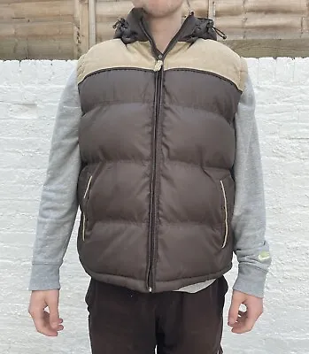 Buy Men’s Brown Corduroy Puffer Gillet With Detachable Hood Size L • 25£