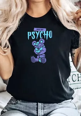 Buy Cute But Psycho Bear Designs  Ladies T-Shirt 8-16 • 11.50£