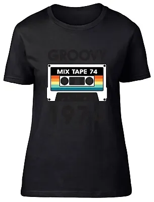 Buy Cassette Tape- Groovy Mix Tape 1974 Fitted Womens Ladies T Shirt • 8.99£