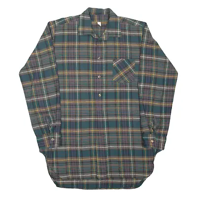 Buy Womens Flannel Shirt Green Plaid Long Sleeve L • 9.99£