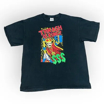 Buy SSS ‘Thrash Is King’ Skeleton Graphic Print Black Short Sleeve T-shirt Size L • 19.99£