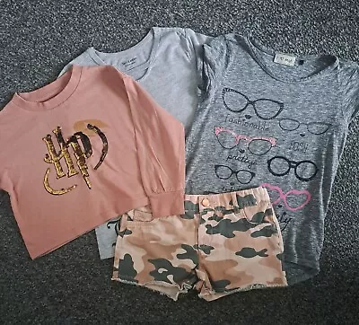 Buy Girls Summer Clothes Bundle Age 5-6 Years Army Shorts Harry Potter Top Grey Top • 4.50£