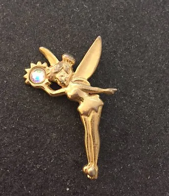 Buy Disney Peter Pan Gold-tone Fairy Tinker Bell Jeweled Jewelry Vintage Pin • 23.74£
