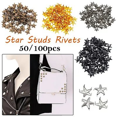 Buy 50/100pcs Nail Head Star Shape Studs DIY For Leather Coats Handbags Jackets • 4.69£