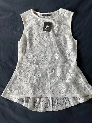 Buy Primark Ladies All Over Lace Summer White Top T-shirt Blouse Sleeveless Size 12 • 3.49£