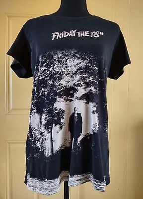 Buy FRIDAY THE 13TH Size XL Semi-All Over Print Official Merch Ladies Black T-Shirt • 19.20£
