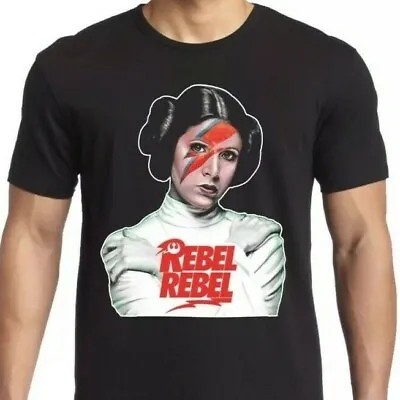 Buy Princess Rebel Rebel T-SHIRT STAR WARS BOWEY STAR MAN Leia  RETRO Black • 9.99£