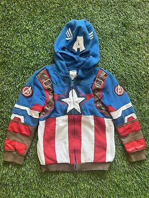 Buy Marvel Captain America Full Zip Costume Hoodie Size 7/8 Disney Store Licensed • 8.04£