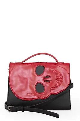 Buy BANNED Apparel Red Gothic Punk Emo Skull Flap Tenebris Shoulder Bag Handbag • 36.99£