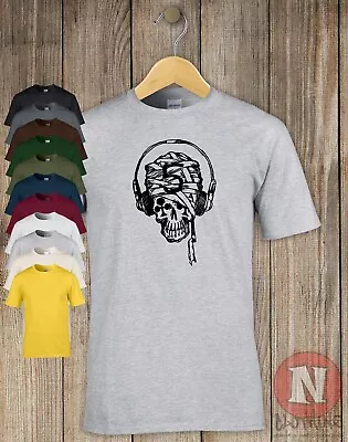 Buy Grunge Skull Headphones T-shirt Classical Tattoo Festival Wear Cool Tee • 13.99£
