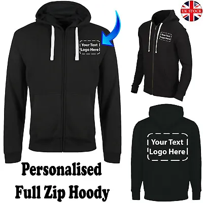 Buy Mens Classic Full Zip Hoodie Sweatshirt PERSONALISED Hoody Fleece Jacket Zipper • 9.99£