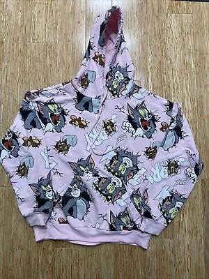 Buy Tom And Jerry Sweater Hoodie Womens Medium Pink All Over Print Pullover Hooded • 6.61£
