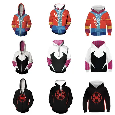 Buy Spiderman 2099 Across The Spider Verse Gwen 3D Hoodies Superhero Sweatshirt Coat • 17.88£