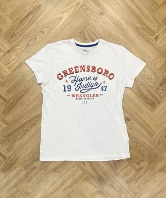 Buy Wrangler Greensboro North Carolina USA Graphic Print White T Shirt Men’s M • 15£